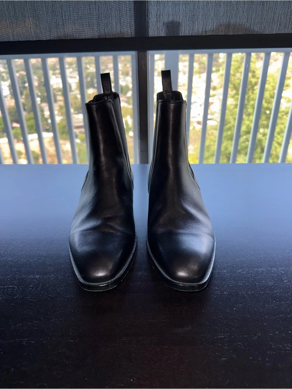 Mens Black Leather Chukka Boots - Classic Slip-On Chelsea Style